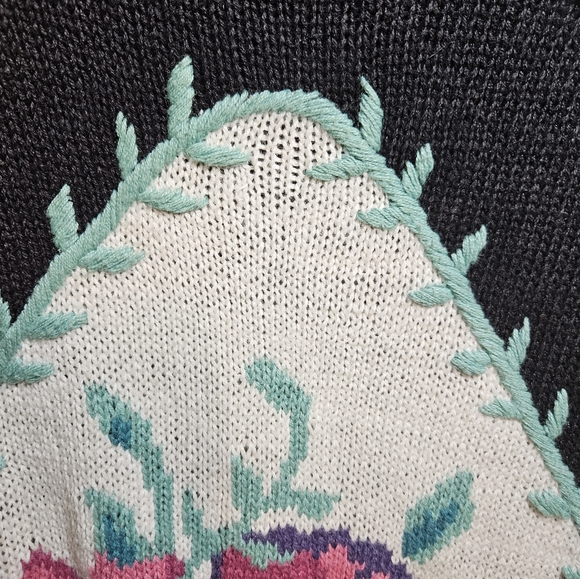 vintage floral high neck pullover knit tunic sweater grannycore 3D Embroidered - Picture 4 of 16